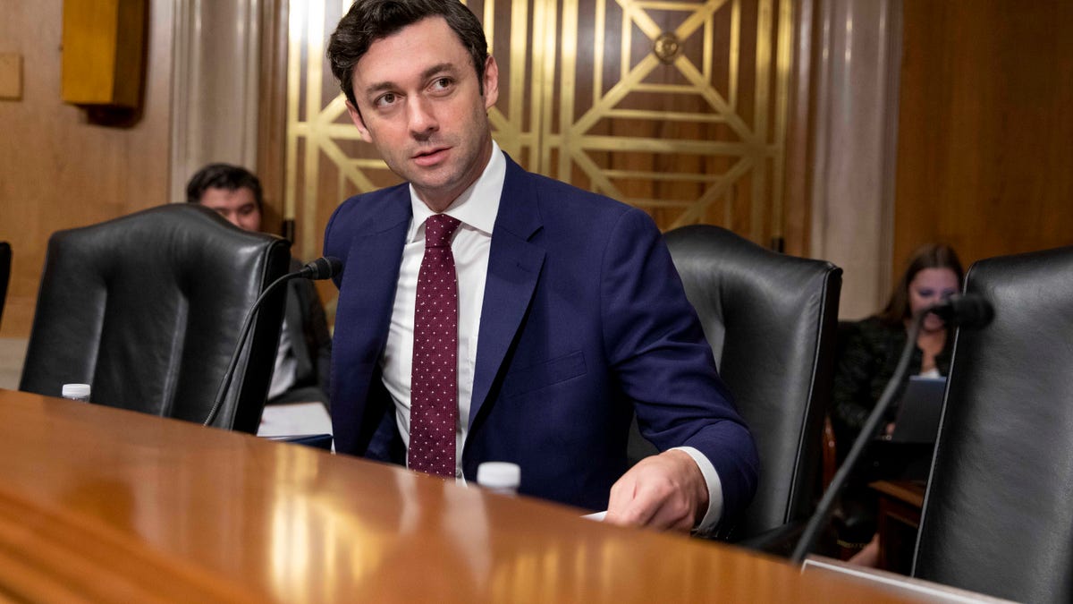 FILE - Sen. Jon Ossoff, D-Ga., arrives before a subcommittee hearing, Sept. 13, 2023, on Capitol Hill in Washington. During a subcommittee hearing on Monday, Oct. 30, chaired by Ossoff in Atlanta, two Georgia juvenile court judges said the head of the state's child welfare agency asked judges in an August meeting to illegally jail foster children while officials looked for other places to house them. (AP Photo/Amanda Andrade-Rhoades, File)