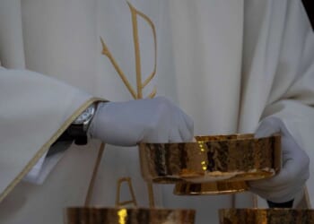 Elderly Catholic priest charged with 2 felonies over fight with senior woman about 'politically inclined' poster