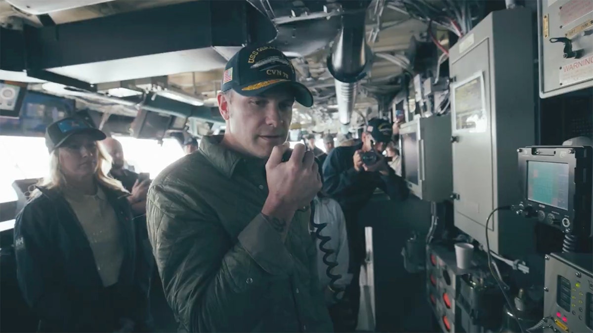 Hegseth spoke to the men and women of the USS Gerald R. Ford.