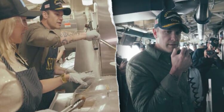 Pete Hegseth serves Thanksgiving meals to deployed Navy sailors