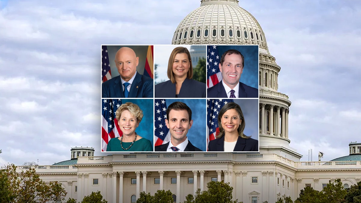 portraits of the Democratic lawmakers dubbed the "seditious six" inset over the Capitol building