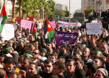 Muslim Brotherhood protestors take to the streets in Jordan.