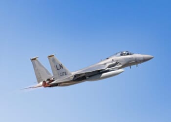 F-15C Eagle fighter jets of the 493rd Fighter Squadron “Grim Reapers” takes off from RAF Lakenheath deployed for multinational exercise Astral Knight 2021 in Europe.