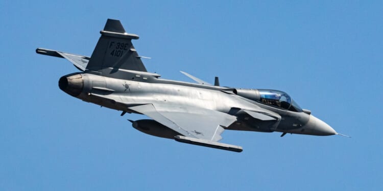 A Gripen fighter jet of the Brazilian Air Force.