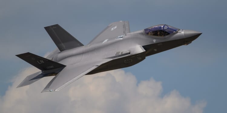 An F-35 Lightning II in flight.
