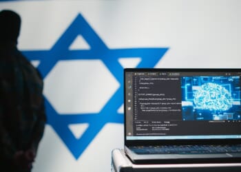 AI software on laptop used by state of Israel security services to prevent terrorism attacks.