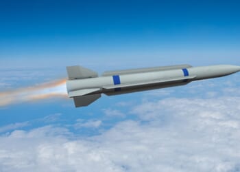A hypersonic missile in flight.