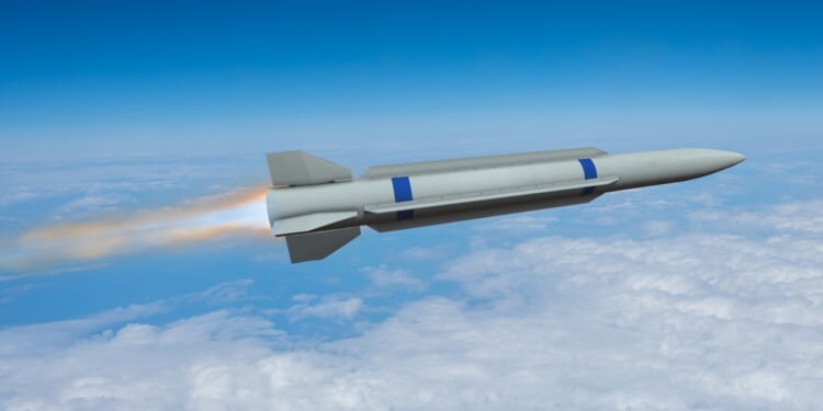 A hypersonic missile in flight.