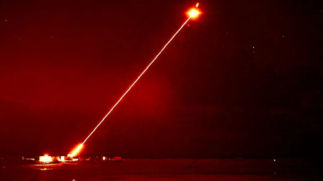A test of the UK's DragonFire anti-drone laser.