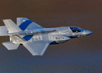 A Royal Air Force F-35 in flight.