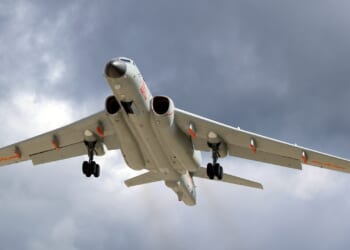 A Xi'an H-6 bomber in flight.