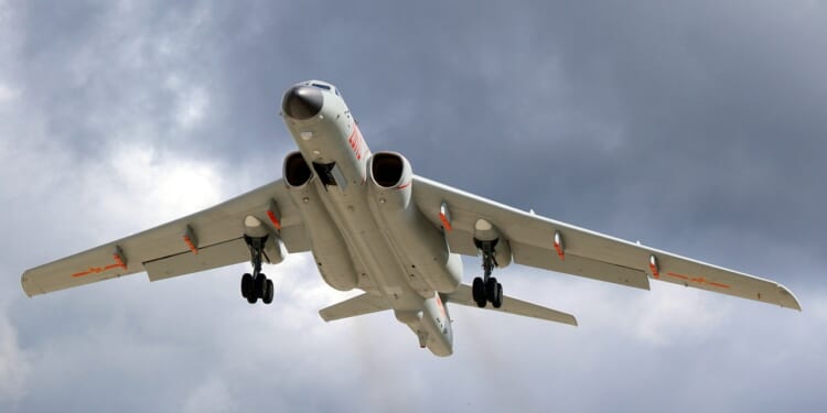 A Xi'an H-6 bomber in flight.