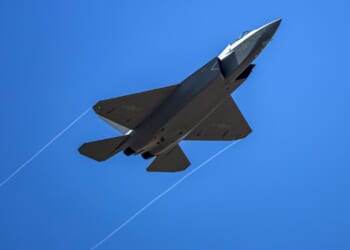A Chinese fighter jet in flight.