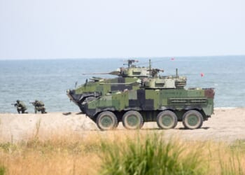 Taiwanese soldiers on a beach.