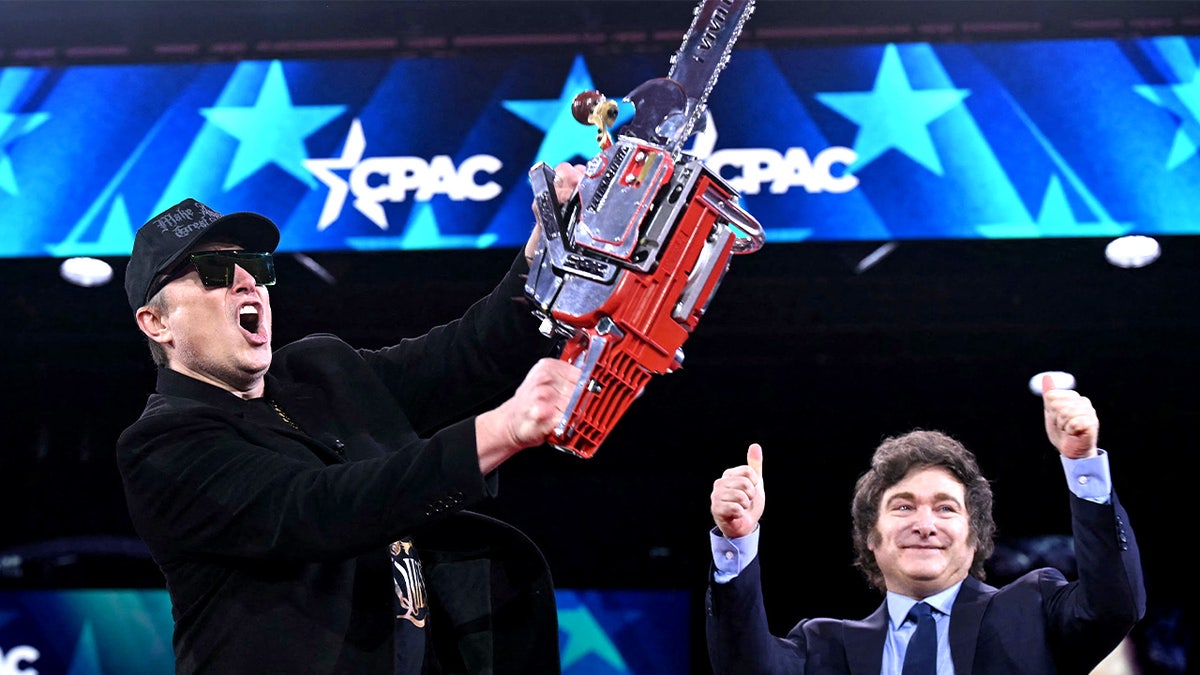 Elon Musk with a chainsaw 