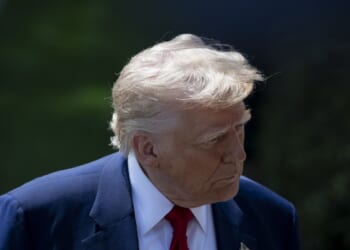 President Donald Trump departs from the White House.