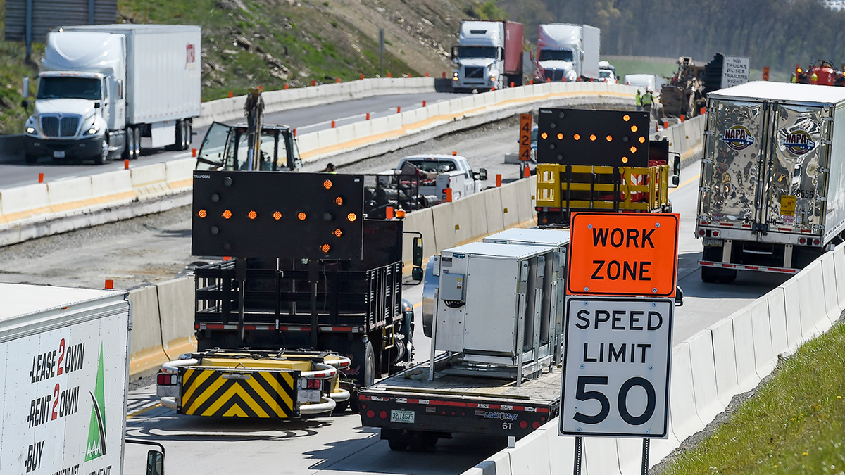 A work zone in Berks County PA is seen