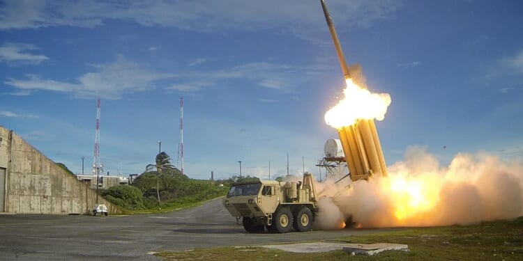 A THAAD missile being fired.