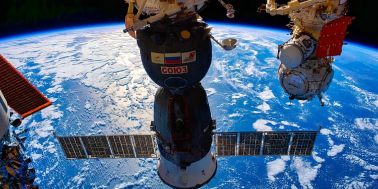 A Russian Soyuz spacecraft on the ISS.