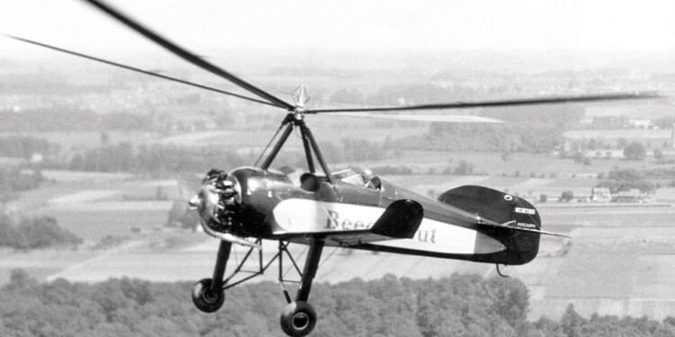 An autogyro in flight.