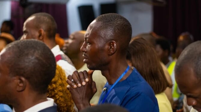 Parishioners at a church in Akute Ogun State, Nigeria,