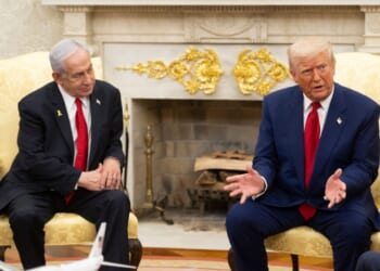 Israeli prime minister Benjamin Netanyahu confers with President Donald Trump at the White House.