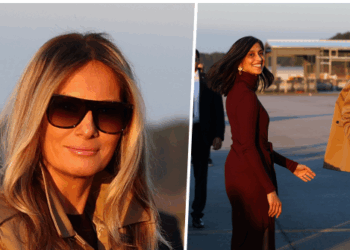 Melania Trump, Usha Vance Glow in Shades of Autumn for Trip to North Carolina