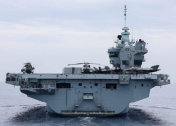 The Royal Navy Queen Elizabeth-class aircraft carrier HMS Prince of Wales (R09) operates in the Mediterranean Sea with NATO allied and partnered ships May 11, 2025.