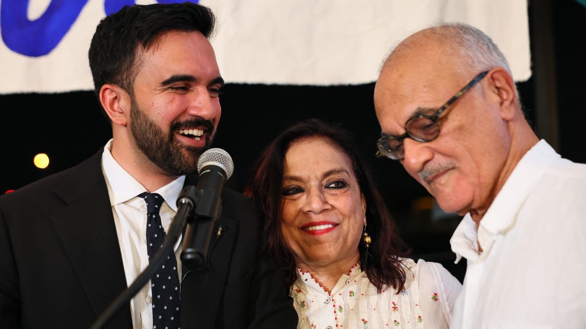 Zohran Mamdani and his parents at election victory party