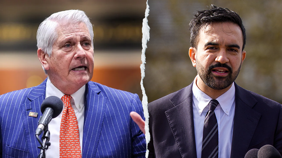 A split showing Bruce Blakeman and Zohran Mamdani