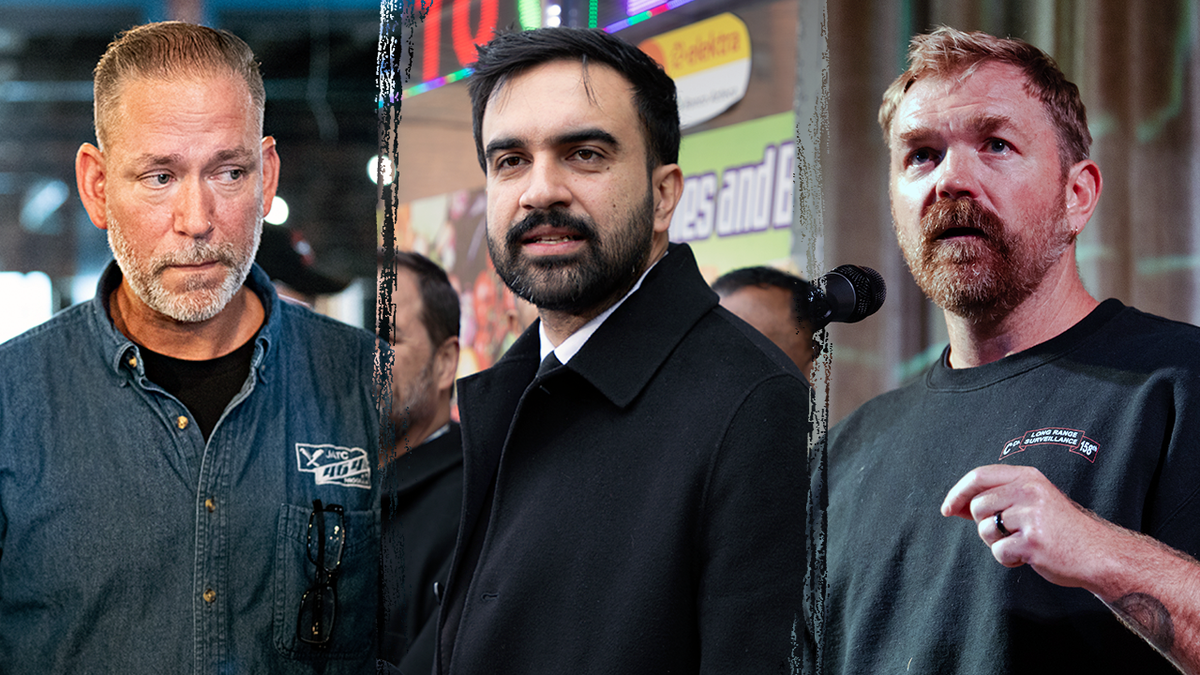 Split image of Dan Osborn, Zohran Mamdani and Graham Platner