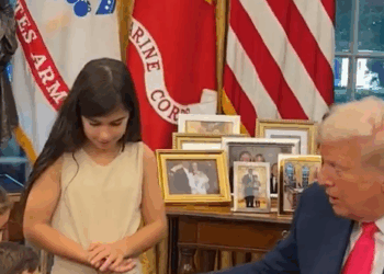 President Trump Pauses Work to Visit with Children in Oval Office