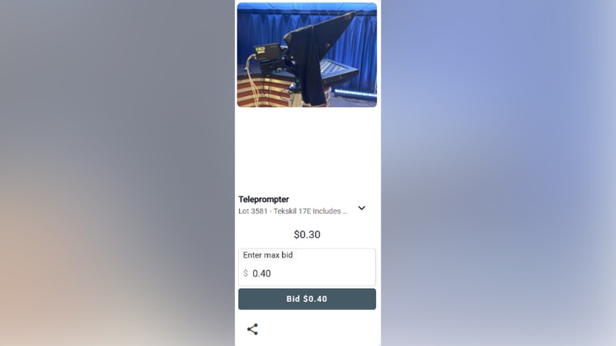 A listing for a teleprompter for 40 cents.
