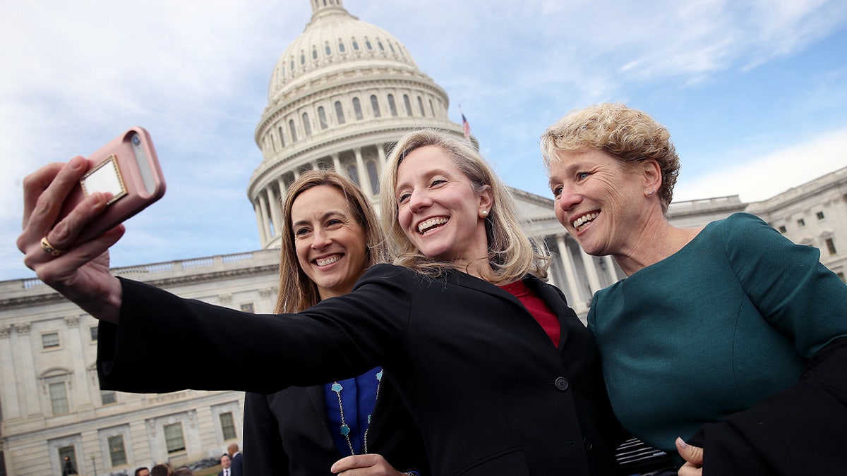 Abigail Spanberger and Mikie Sherrill smile in selfie photo