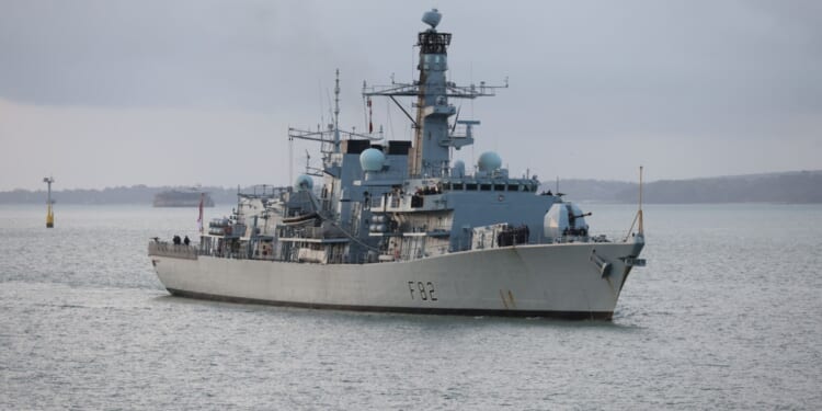 The Plymouth based Royal Navy Type 23 frigate HMS SOMERSET arrives at the Naval Base.