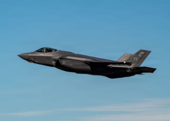 A U.S. Air Force F-35 Lightning II aircraft, assigned to the 325th Fighter Wing, takes off during Checkered Flag 26-1 at Tyndall Air Force Base, Florida, Oct. 29, 2025.