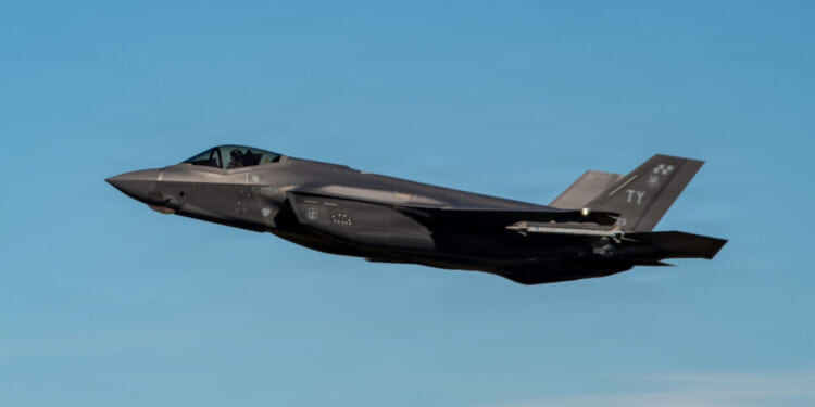 A U.S. Air Force F-35 Lightning II aircraft, assigned to the 325th Fighter Wing, takes off during Checkered Flag 26-1 at Tyndall Air Force Base, Florida, Oct. 29, 2025.