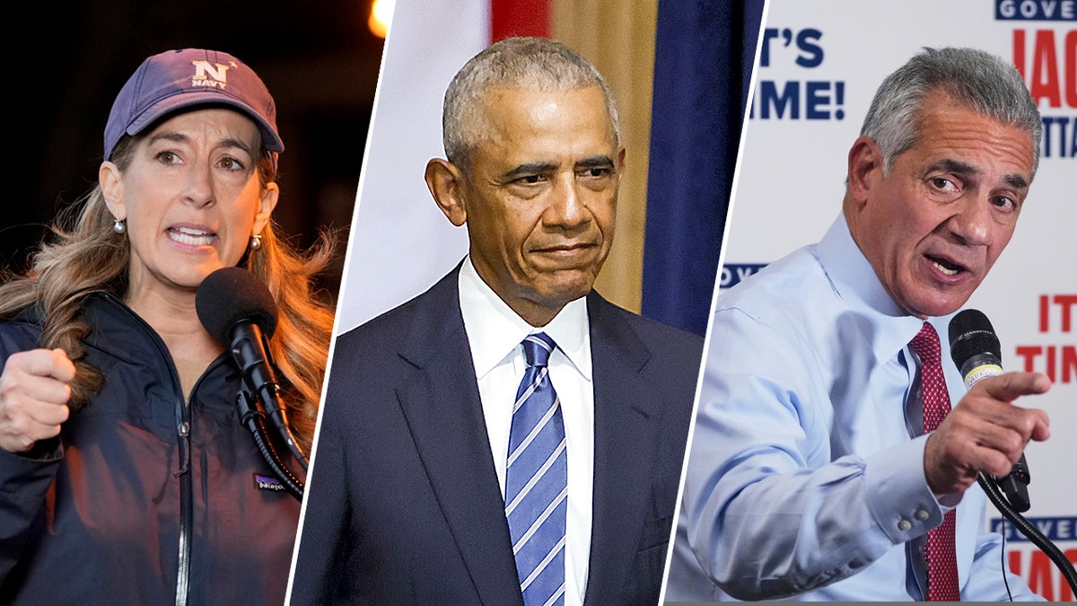Mikie Sherrill, Barack Obama and Jack Ciattarelli
