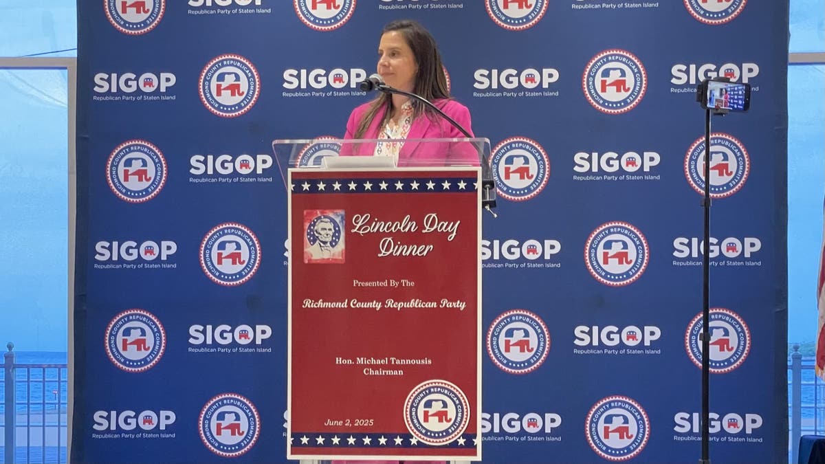 Republican Rep. Elise Stefanik of New York headlines a Staten Island GOP fundraising dinner in New York City on June 2, 2025.