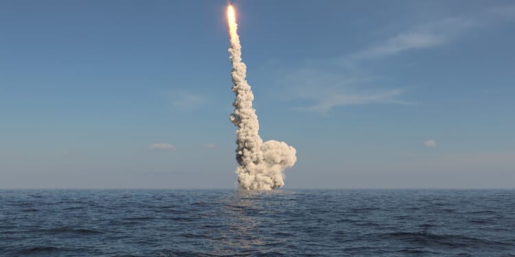 An SLBM in flight.