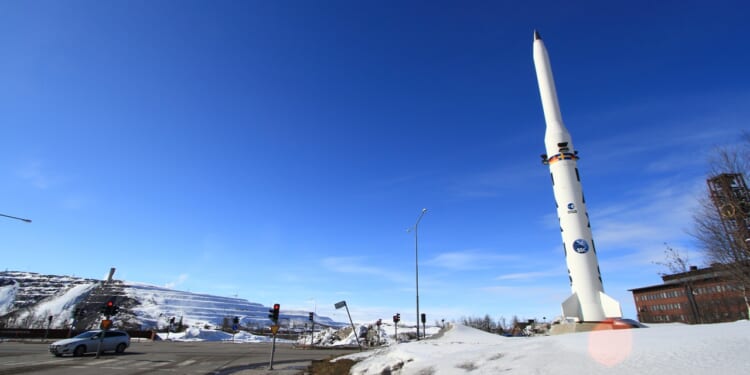 A Swedish rocket on display.