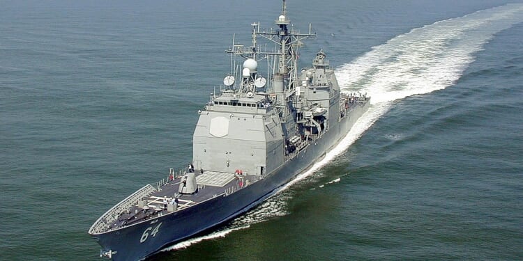 The USS Gettysburg at sail.