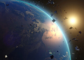 Space debris around planet Earth