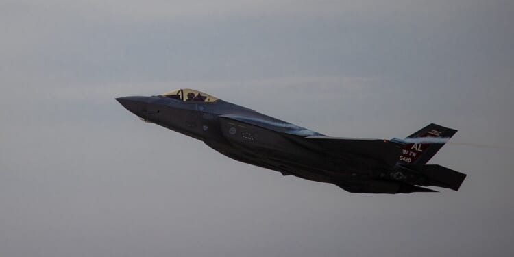 An F-35 in flight.