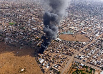 Destruction in Khartoum, Sudan during the Sudanese Civil War.