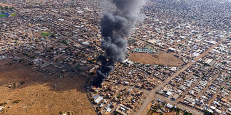 Destruction in Khartoum, Sudan during the Sudanese Civil War.