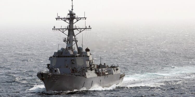 An Arleigh Burke-class destroyer at sea.