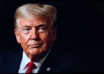 A portrait of US president Donald Trump.