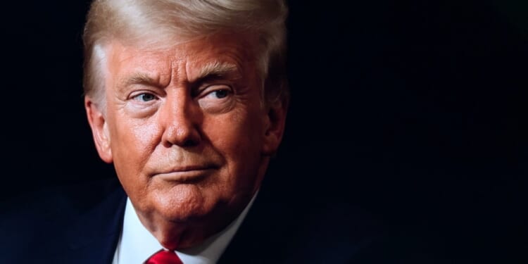 A portrait of US president Donald Trump.