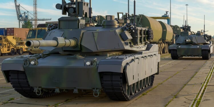 An M1 Abrams tank on display.